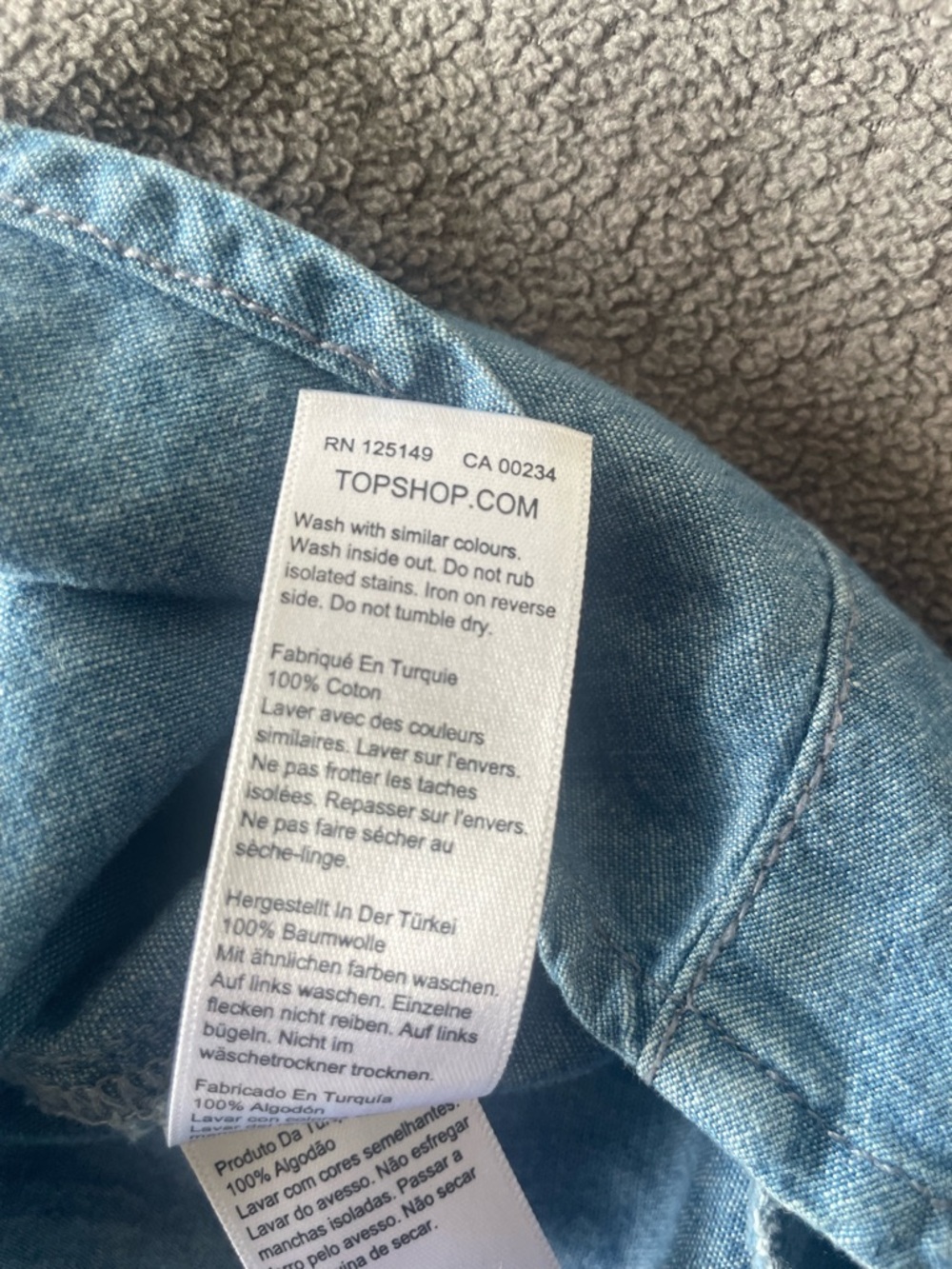 Topshop US 8 Chambray Denim Look Wrap Dress Flutter Sleeve Belted Midi Blue - Picture 11 of 11
